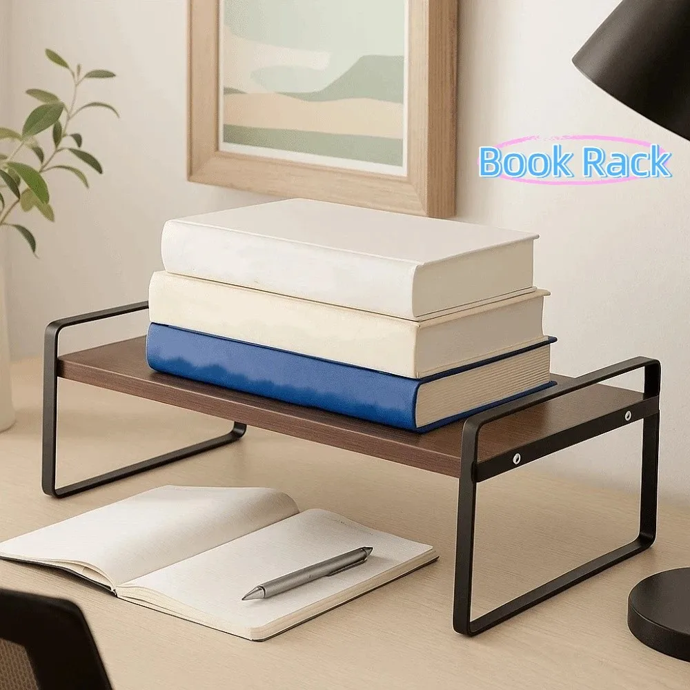 

Storage Shelf Wooden Book Rack Strong Load-bearing Minimalist Display Rack Thickened Smooth Edge Document Shelf Office