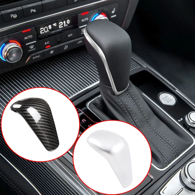 Car Automatic Carbon Fiber Speed Gear Shift Knob Head Cover Cap Sticker Trim For Audi A3 8V S3 A4 B8 A5 A6 C7 S6 A7 S7 A8 Q5 Q7