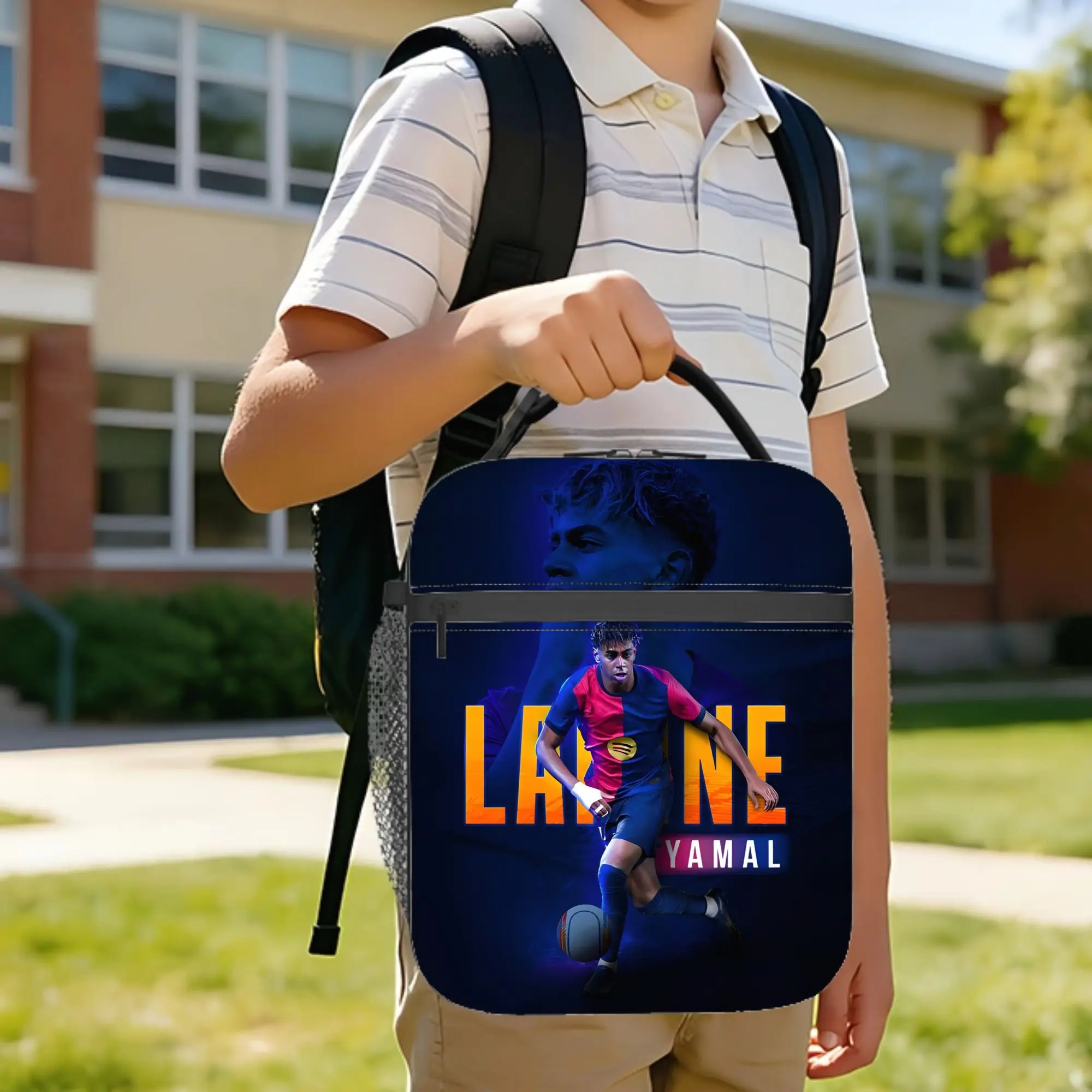 Soccer Football Lamine Y-Yamal Insulated Lunch Bags Cooler Bag Reusable,Lunch Container Large Tote Lunch Box Food Bag