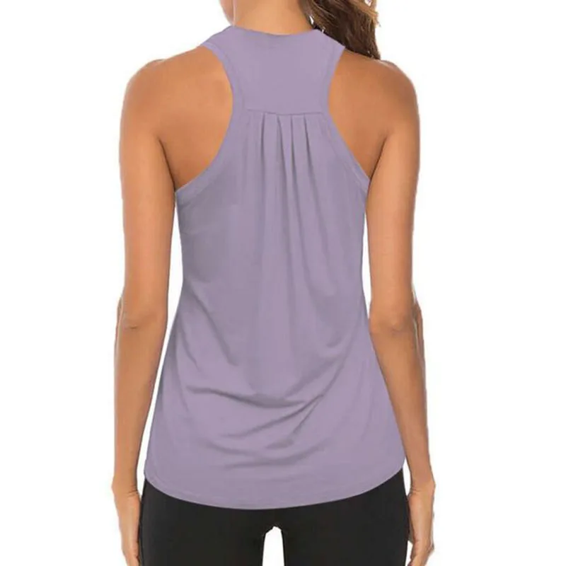 Yoga Shirts Running Fitness T-shirts Sleeveless Vest Women Backless Quick Dry Loose Sport Tee Tops Female Gym Workout Blouse