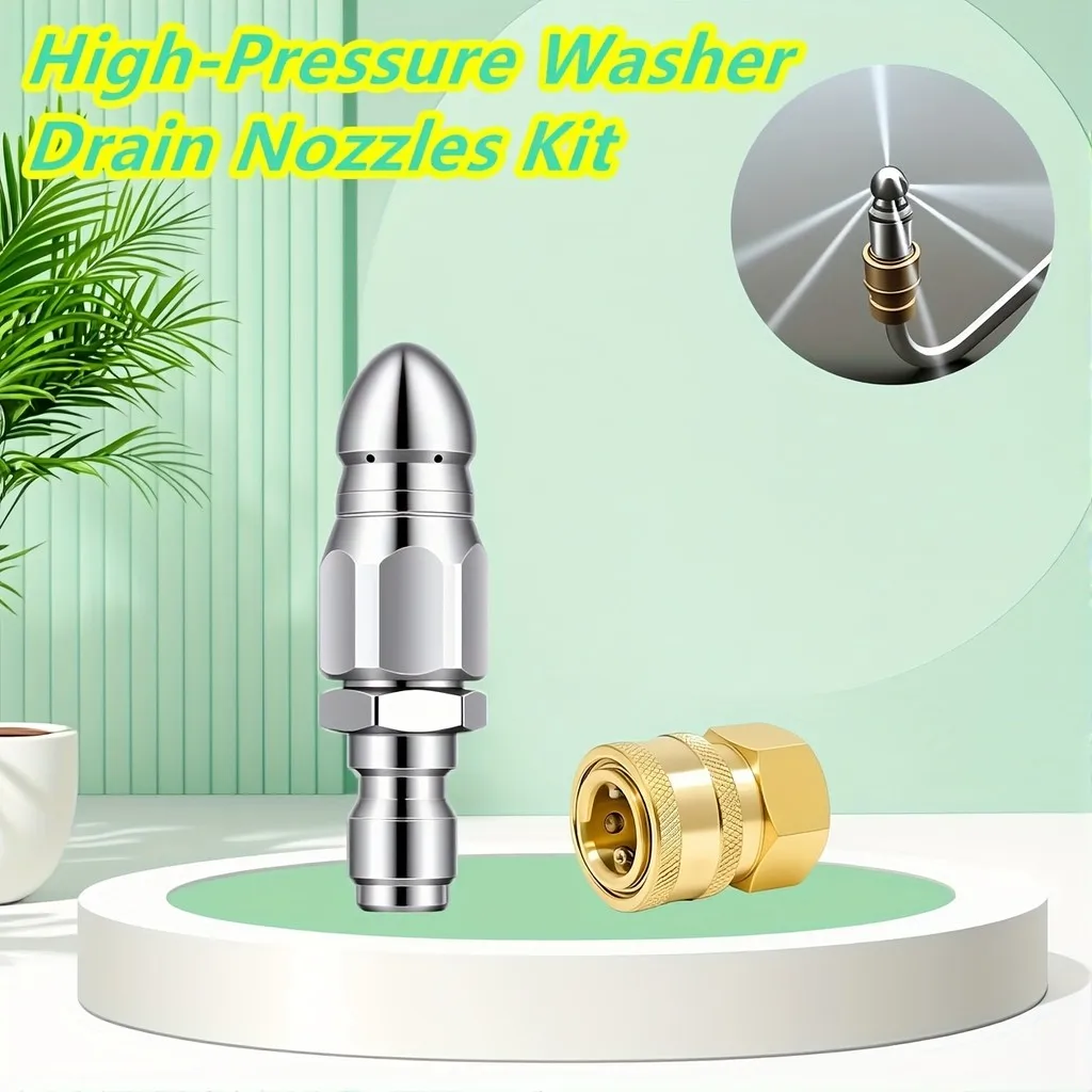 2PC 5000 PSI Metal Drain Nozzles – Self-Propelled for Pressure Washer, US & EU Thread