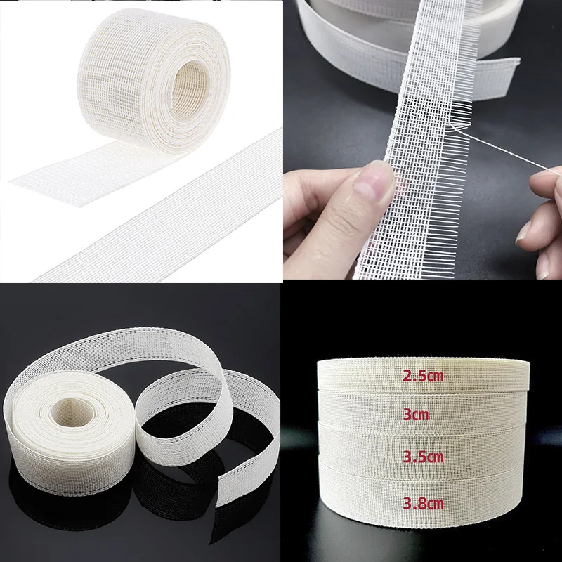 Cinta para dobladillo de espina de pescado para coser, telas finas de gasa, dobladillo con volantes de poliéster, cinta guía de costura, corsé ancho, tela artesanal hecha a mano DIY
