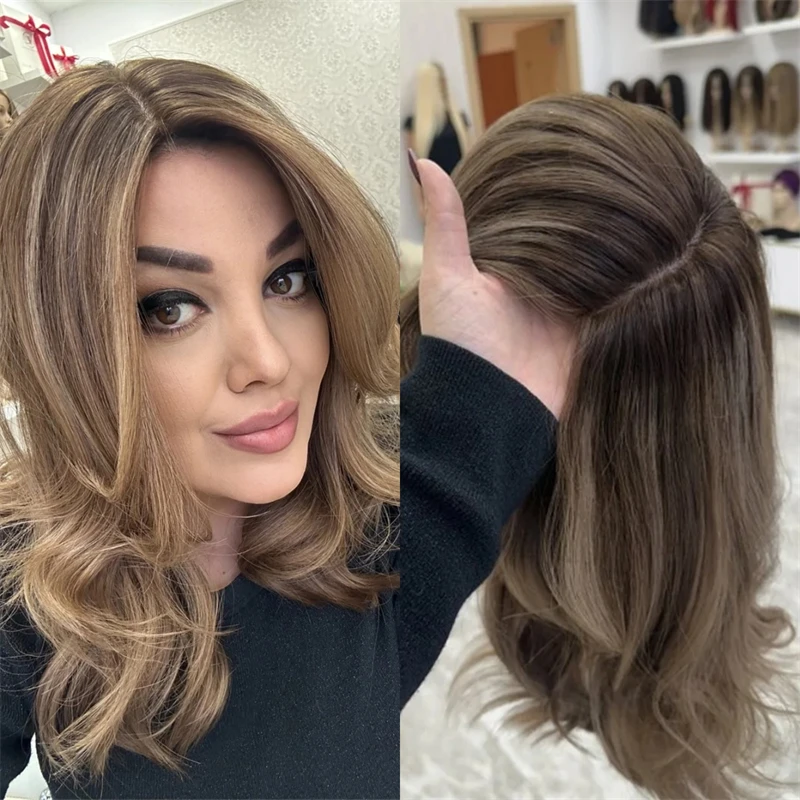 Picture 3: Ombre Brown Blonde Synthetic Lace Front Wig Natural Preplucked Hairline with Baby Hair Heat Resistant Lace Front Wig Wave Bob