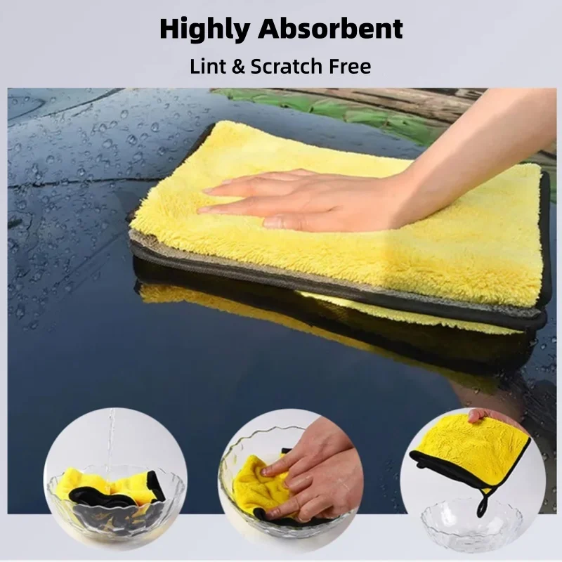 Premium Microfiber Car Cleaning Towel High Absorbent Lint Free Scratch Free Auto Detailing Drying Cloth For Home Kitchen Glass