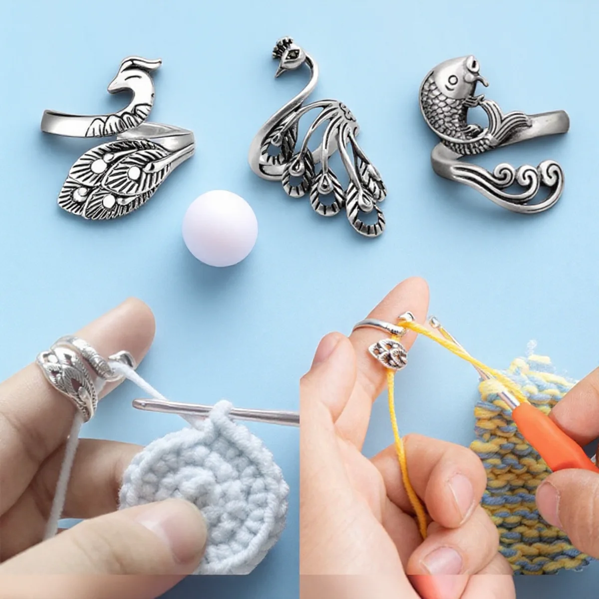 1 قطعة قابل للتعديل الحياكة البنصر كشتبان الغزل دليل ل الكروشيه اليدوية الحرفية 3 أنماط مجوهرات اكسسوارات