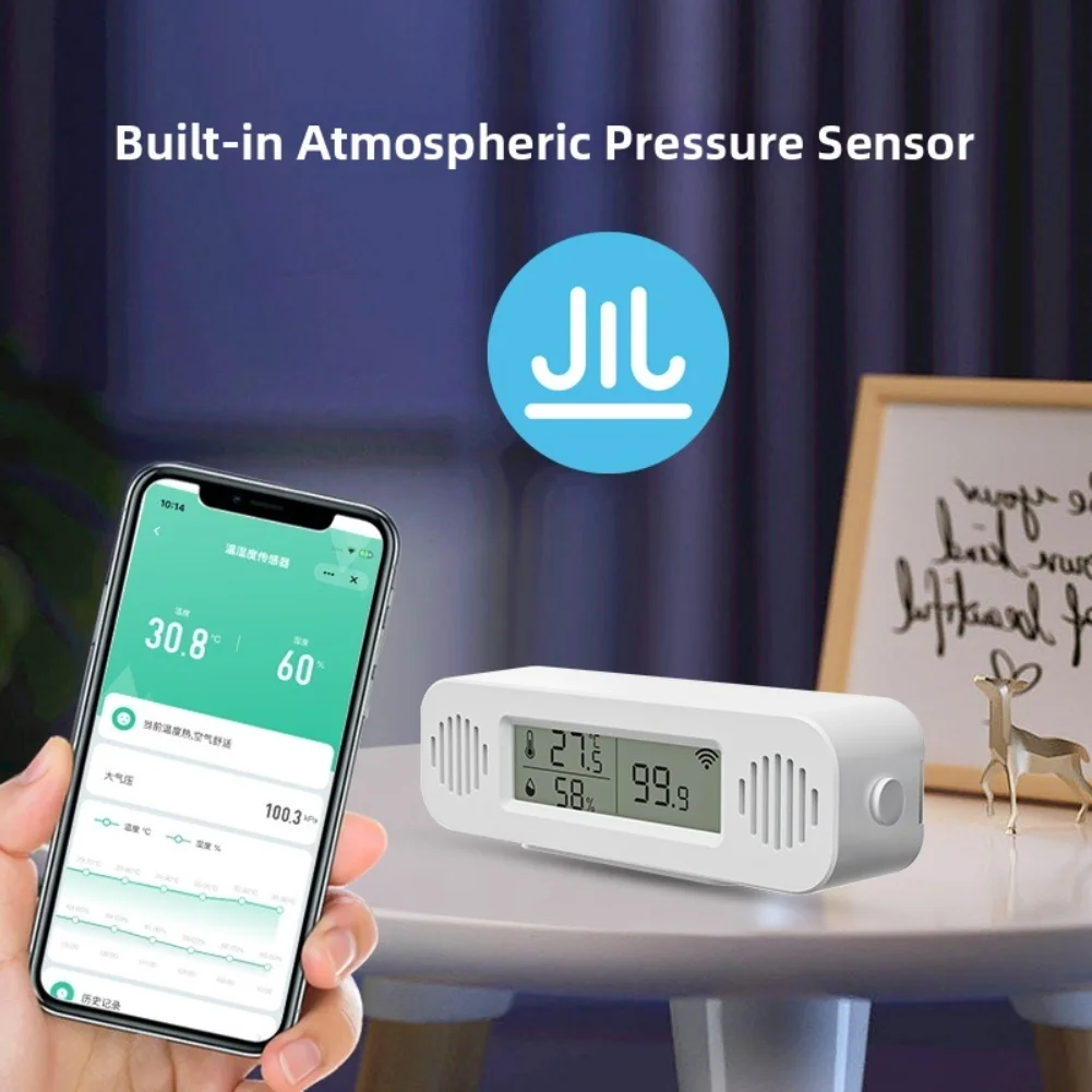For Tuya WiFi 3-in-1 Weather Sensor Intelligent Weather Monitor Accurate For Temperature, Humidity & Pressure For Smart Home