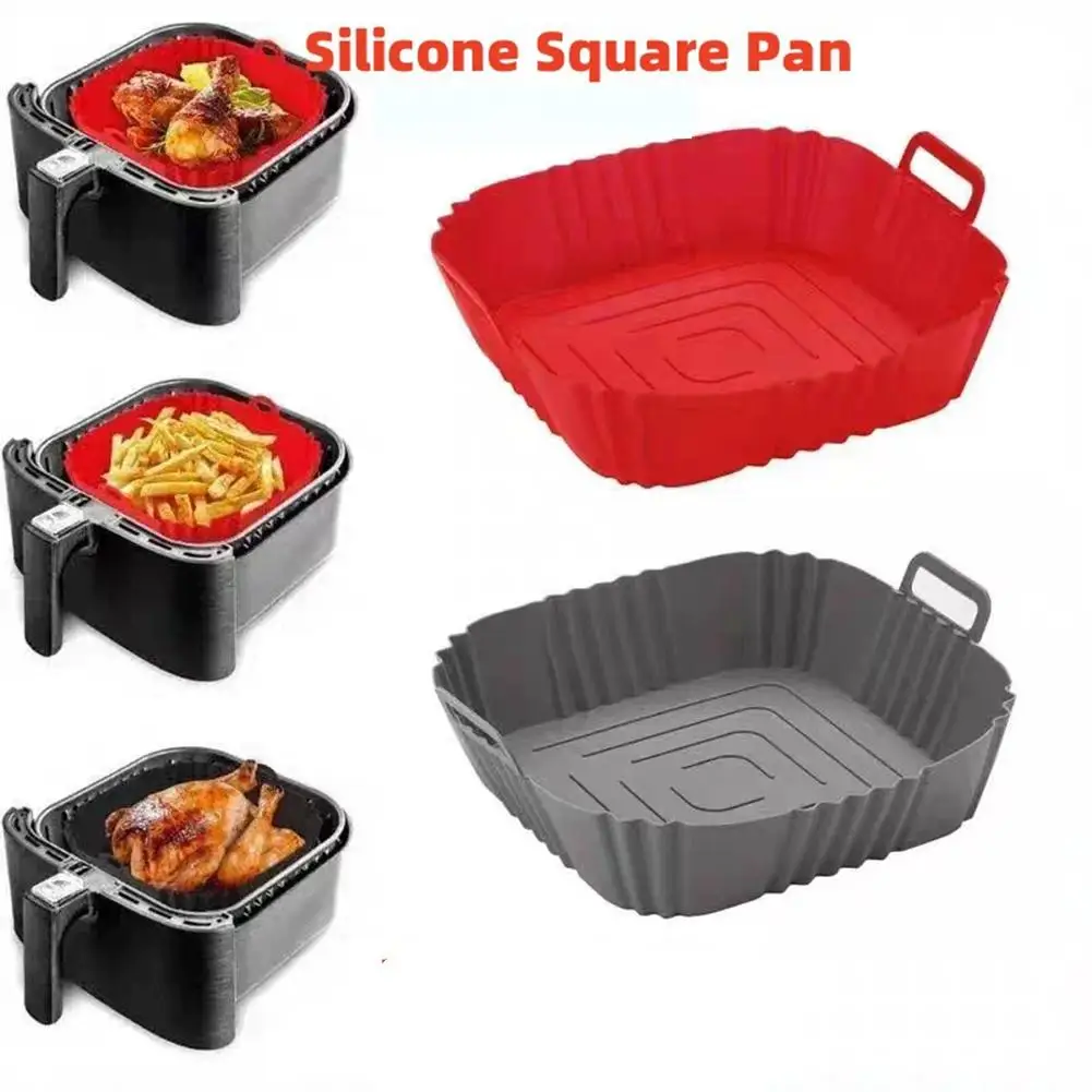 BPA Free Silicone Air Fryer Liners Square Reusable Basket Mat for 4-7 QT Oven Microwave Baking Dishwasher Safe Accessories