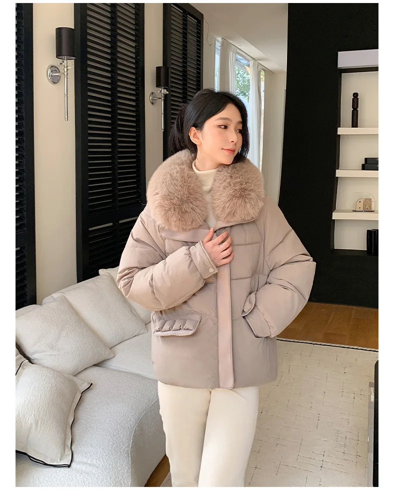 Simple Faux Fur Collar Padded Parka Women Thick Warm Winter Puffer Jacket 2026 Ladies Office Wear Casual Solid Zipper Outerwear