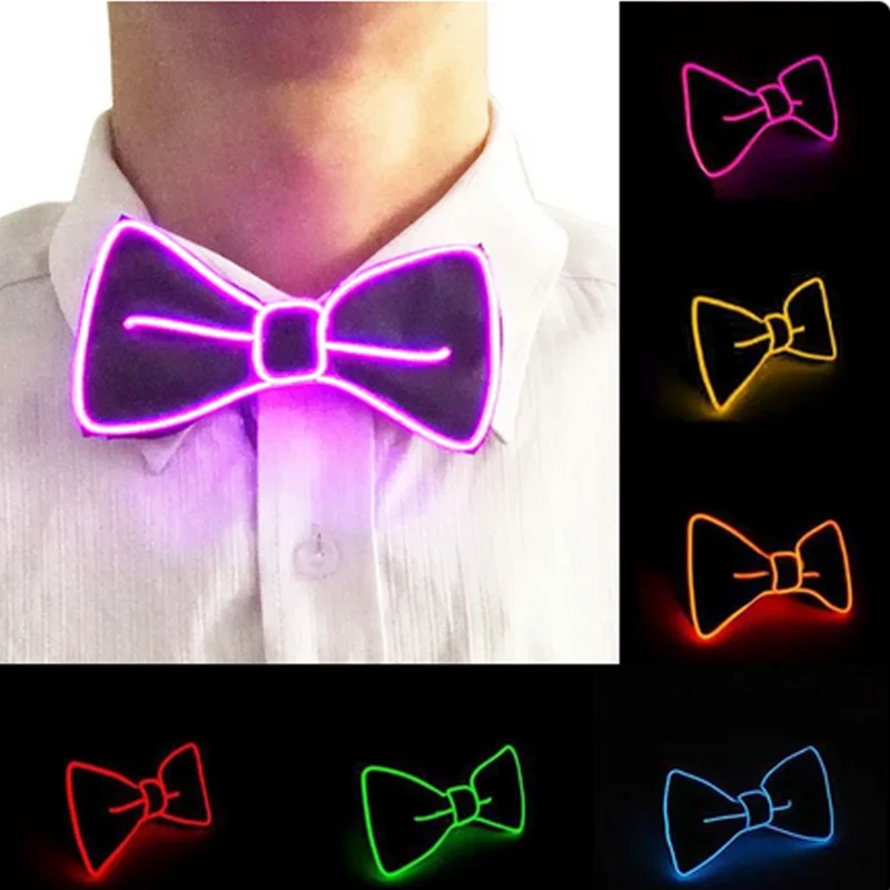 เนคไทโบว์ไทผู้ชายแบบคลาสสิก สำหรับงานคาร์นิวัล พร้อมไฟประดับ ของตกแต่งเรืองแสงสำหรับเจ้าบ่าว งานแต่งงาน ไนท์คลับ งานเต้นรำ อุปกรณ์เสริมสำหรับเนคไท