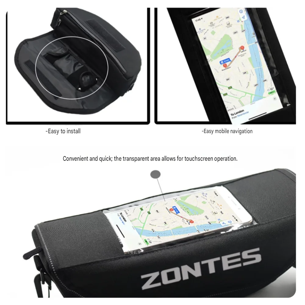 For the new ZONTES 150X motorcycle handlebar bag, scooter storage, navigation, universal multi-functional storage handlebar bag