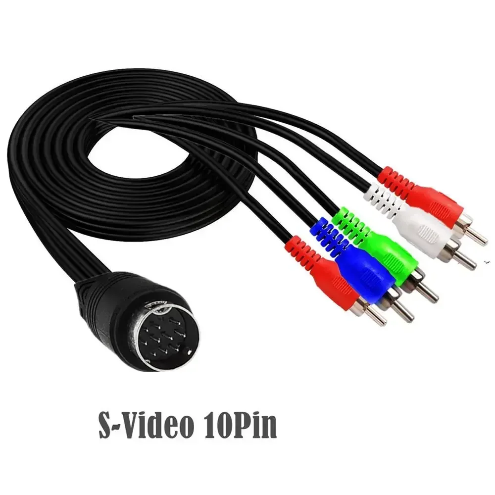 Mini DIN 10-pin Male to 5RCA Audio and Video DIN Cable for TVs displays Audio video receivers Monitoring Equipment and more 1.8M