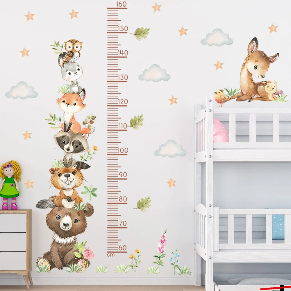 Creative Animal Height Measurement Wall Stickers Children's Room Growth Maps Animal Wall Stickers Home Decoration