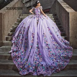 Elegant Lilac Princess Ball Gown Quinceanera Dress 2026 3D Floral Purple Sweetheart Sweet 16 Dress XV Vestido De 15 QuinceaƱeras