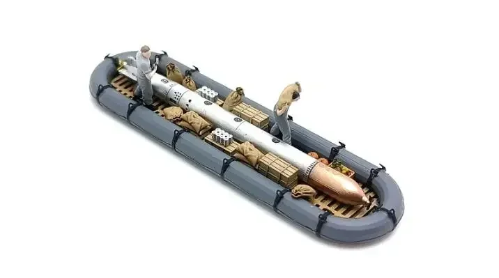 YZM Model YM011 1/144 Scale UBOAT VIIC sea rubber boat supply scenario