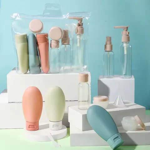 11PCS Travel Refillable Bottle Set Nordic Style Empty Container Portable Cosmetic Lotion Toner Spray Shampoo Cream Bottling
