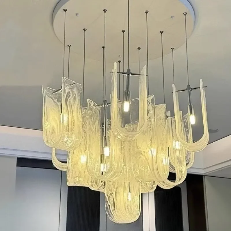 SANDYHA Modern Nordic Cloud Glass LED Pendant Light Chandelier for Living Room Loft Villa Stylish Home Decoration Hanging Lamp