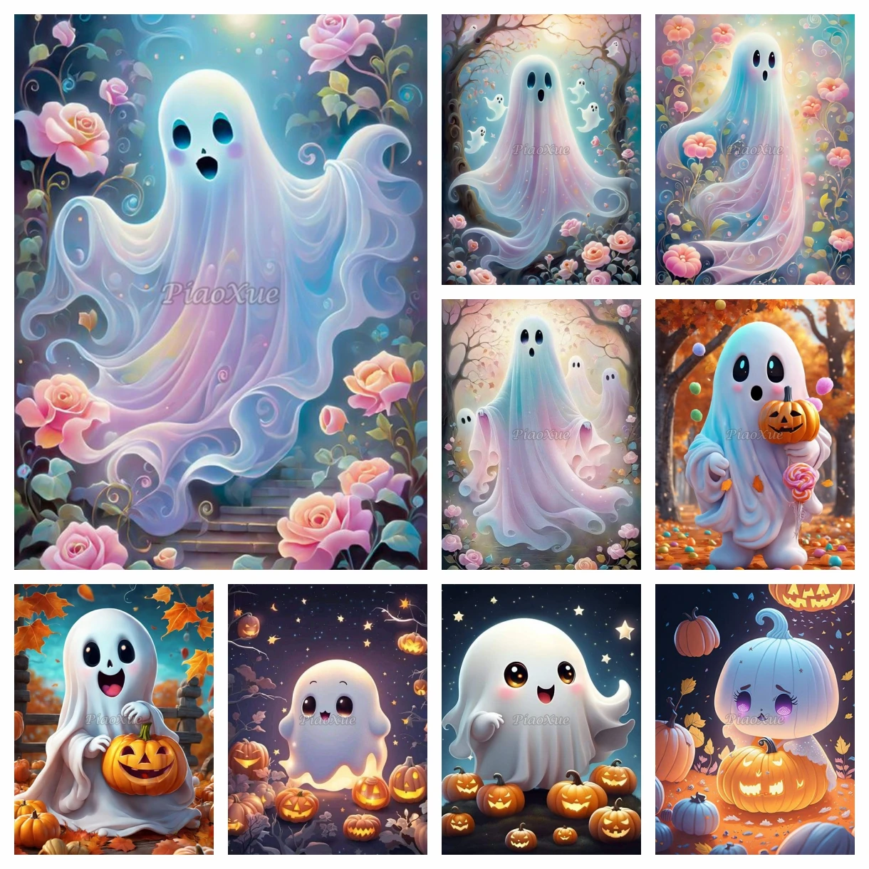 Diamant malerei Halloween lustige Geist und Blume Kürbis Mondlicht Mosaik Set Diamant Stickerei Kreuz stich Kunst Dekor Geschenk