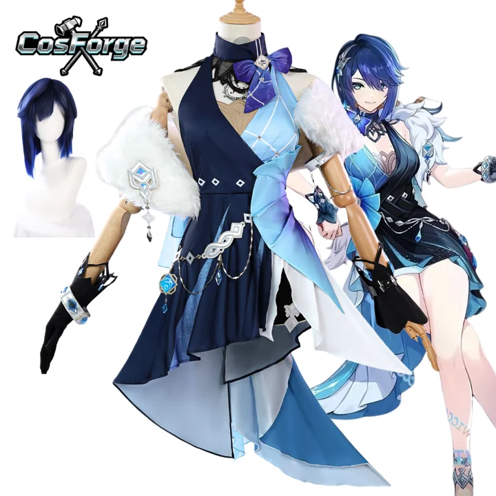 لعبة جينشين إمباكت ييلان كوسبلاي مأدبة هادئة زي شعر مستعار لعبة كوس الهالوين حفلة نسائية بدلة تنكرية شعر مستعار