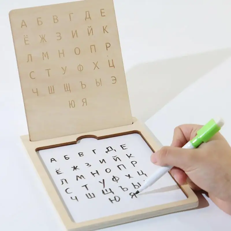 Houten schrijftablet Houten letter Schrijven Leerbord Leuk interactief leermiddel Jongens Meisjes Tekenspeelgoed voor kinderdag
