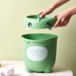 Kids Room Trash Bin Plastic Cartoon Rubbish Bin Creative Lidless Rubbish Bin Children'S Room Household Cute Little Garbage Bin