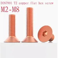 2-10PCS M2 M2.5 M3 M4 M5 M6 DIN7991 T2 copper countersunk head hexagon screw flat head hexagon socket bolt machine screw
