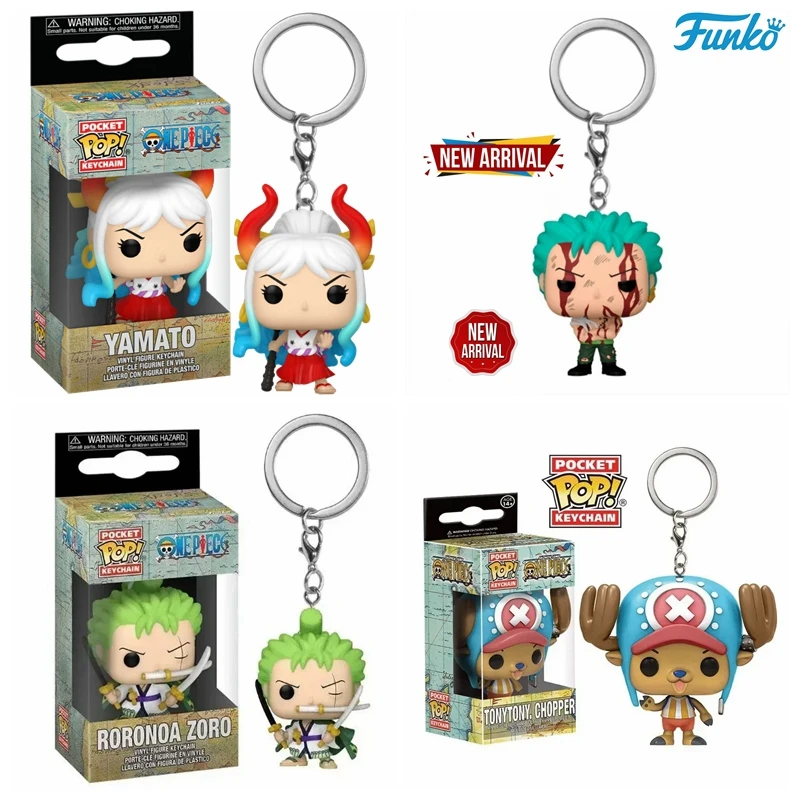 2024 NEW FUNKO POP One Piece YAMATO RORONOA ZORO Chopper Keychain Toy NAMI LUFFY TARO LAW D. ACE POCKET Pop Keychains Toys