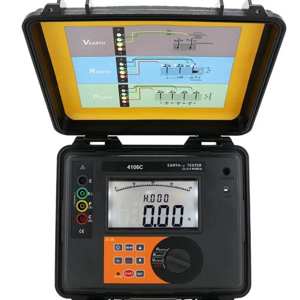 2/3/4 Pole Earth Resistance Tester Digital Ac 600V 20mA Max300 Groups Data Storage Usb Interface 30Kohm PLS-4106C