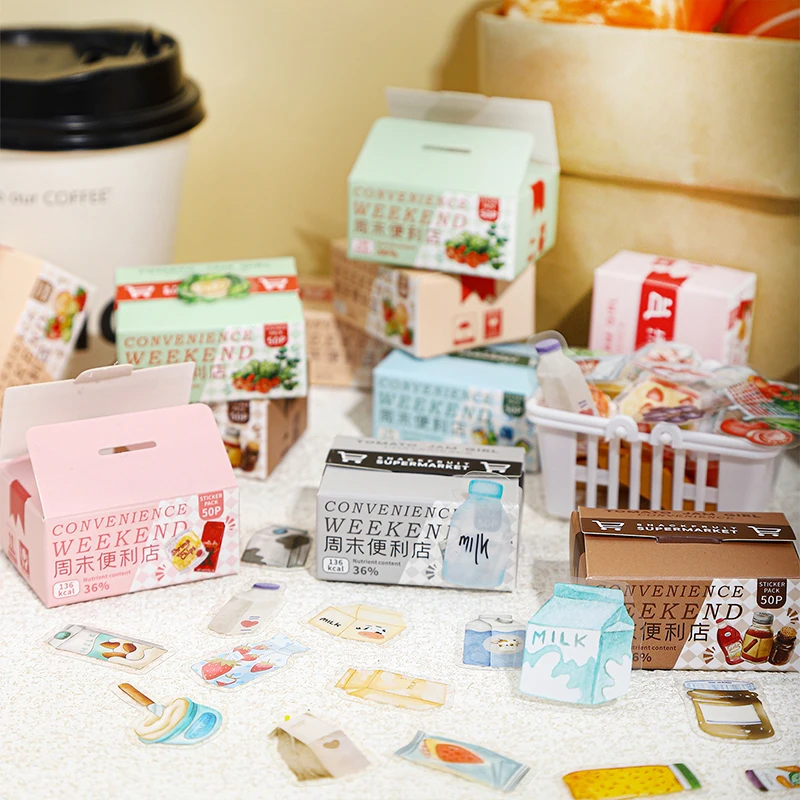 Mr. Paper Kawaii Weekend Convenience Store Collection Aufkleber in Box, Scrapbooking-Aufkleber, Schreibwaren für Kinder, Geschenke