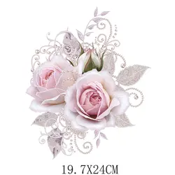 Parches de flores coloridas para planchar, pegatinas térmicas para ropa de transferencia de calor DIY, decoración impresa, 19,7x24cm