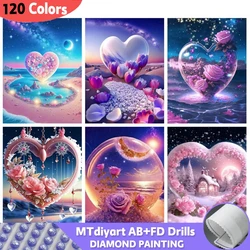 120 Colors AB Fairy Dust Diamond Painting New 2024 Heart Landscape Full Square Round Embroidery Mosaic Rose Flower Handmade Gift