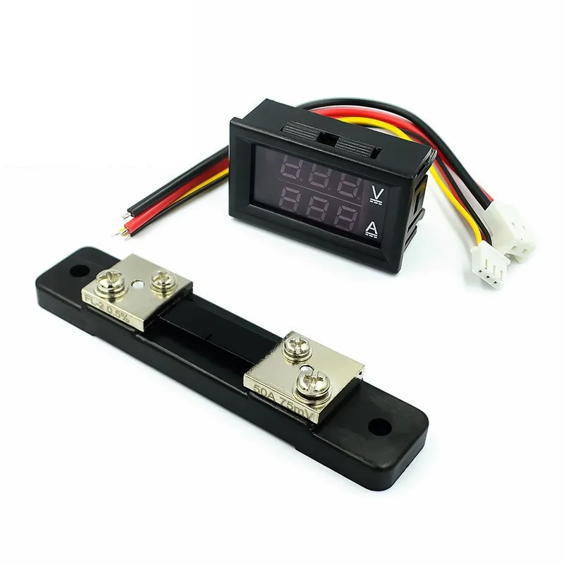 LED DC dual display digital ammeter and voltmeter / digital panel meter with shunt set DC0-100V 50A / 100A