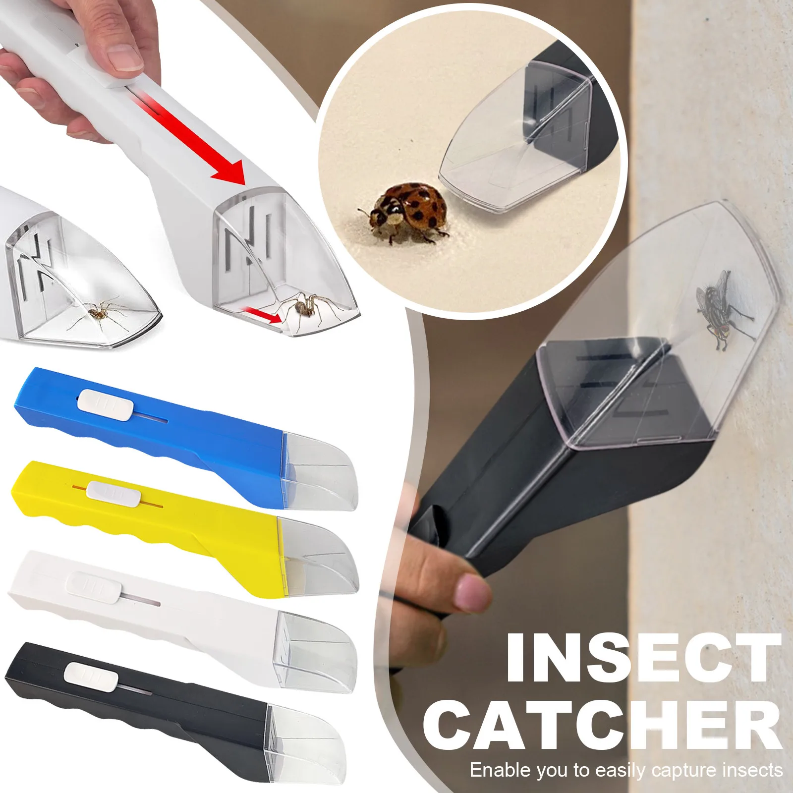 Portable Transparent Insect Catcher Push Type Insect Observer Contactless Bug Catcher for Indoor and Outdoor Childrens Toys