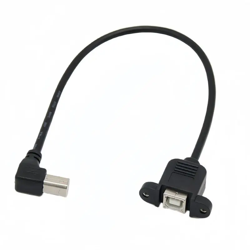 0.3m-1.5m 90 Degree Elbow USB Printing Male to Female Extension Line With Ear Screw Hole Square Mouth BM to BF Data Baffle Cable