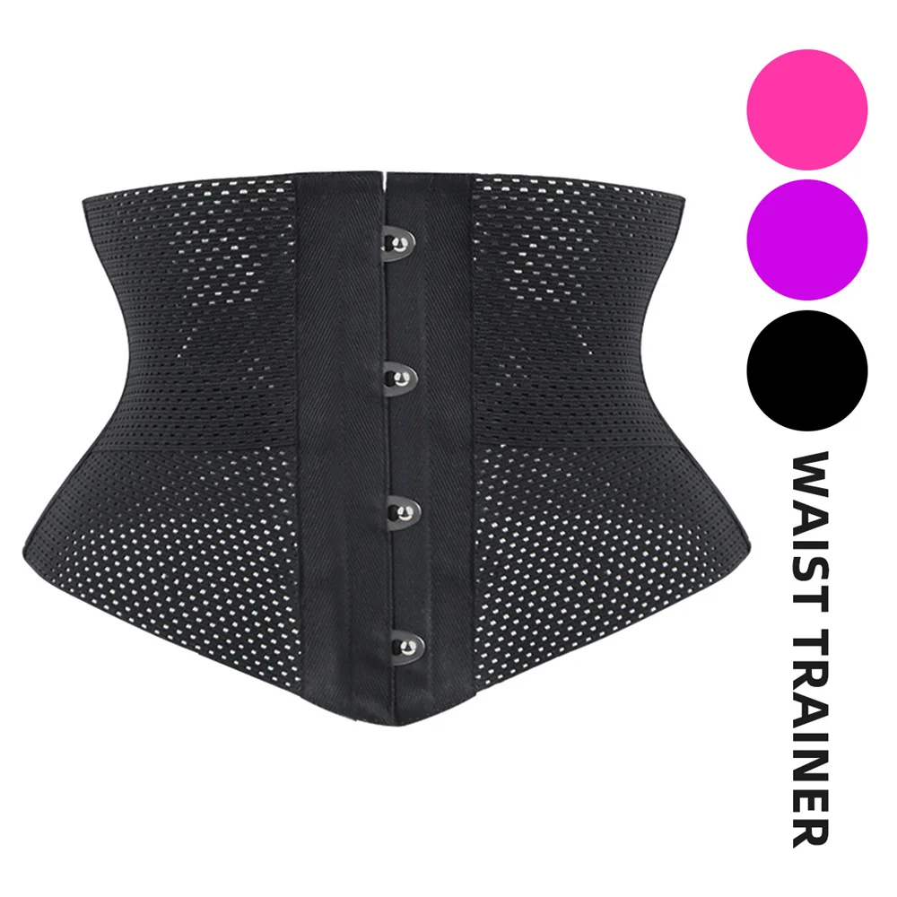 Women 2-Layer Elastic Mesh Breathable Underbust Corset Shaping Waist Trainer Slimming Shaper Belt