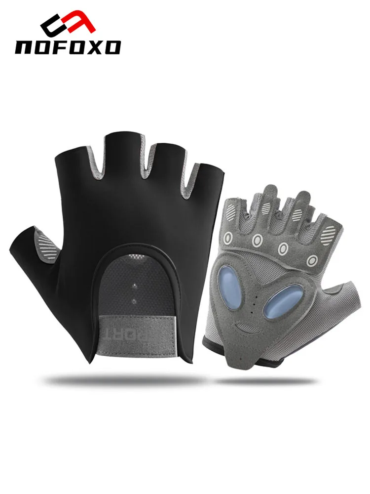 AliExpress nofoxo NOFOXO 1Pair Half-Finger Breathable Fitnes Gloves Anti-Slip Shock-Absorbing Weightlifting Exercise  Outdoor Cycling Breathable