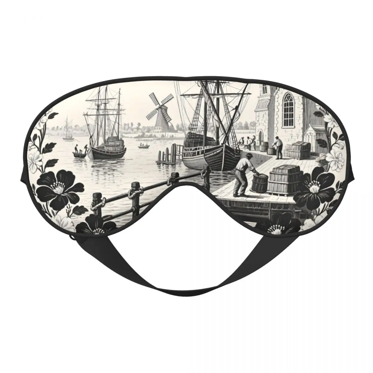 أقنعة عين ناعمة كلاسيكية من Toile De Jouy على الوجهين بنمط رعوي كلاسيكي معصوب العينين لبابنا الباب الإبداعي رقعة العين الخفيفة