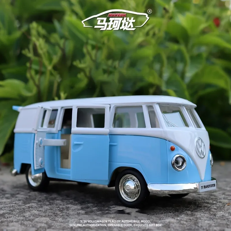 RMZ 1:36 Scale Metal Model Volkswagen Sen Bus – Metal Body, Opening Left and Right Doors; Classic Minibus Model