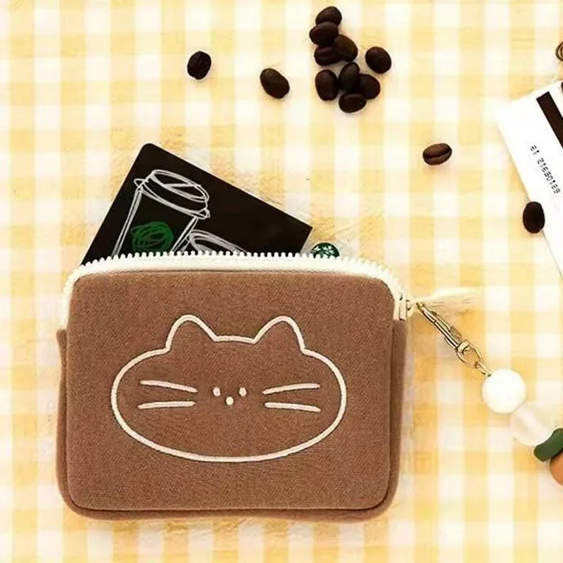 BOMO Cute Korean Style Wallets for Women Kawaii Cat Short Version Card Wallet Sweet Girl Cartoon Bags for Women Trend 2024