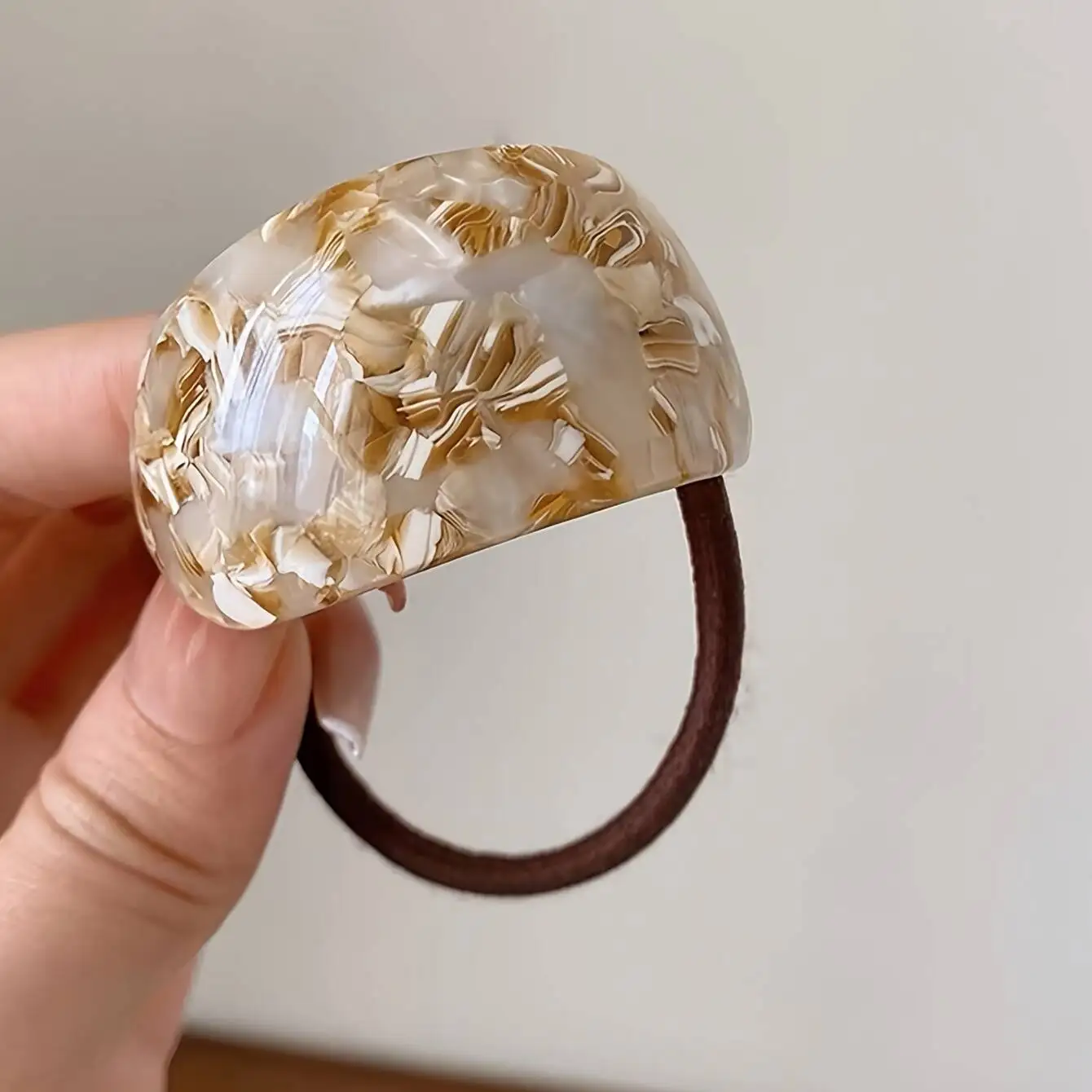 ربطة شعر أنيقة من الأسيتات المزخرفة بالرخام، حامل ذيل حصان لطيف وحلو للنساء والفتيات، أربطة شعر مرنة على الموضة، أربطة مطاطية #4