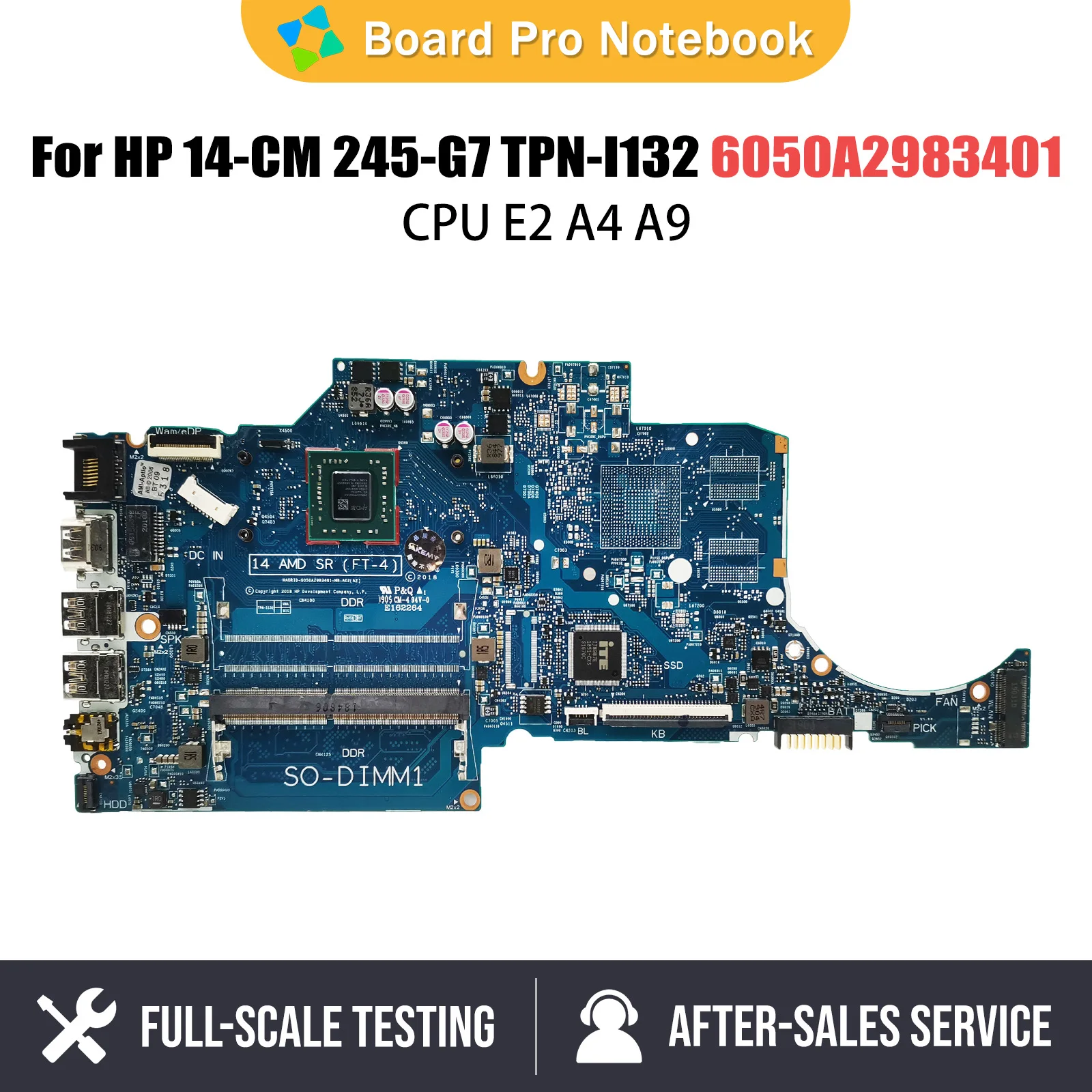 

Laptop Mainboard For HP 14-CM 245-G7 TPN-I132 6050A2983401 Notebook Motherboard With E2 A4 A9 CPU 100% Tested OK