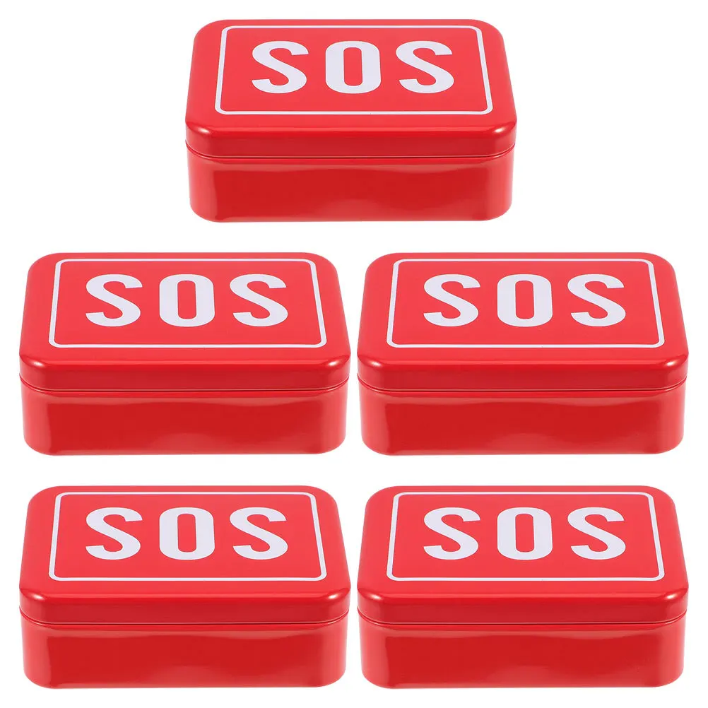 

5Pcs Box Compact Metal Medicine Organizer Outdoor Emergency Hiking Travel Portable Mini Tin Storage Case