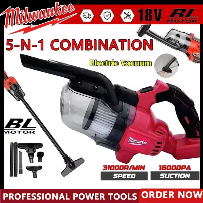 

Milwaukee LED Cordless Electric Vacuum Cleaner 18V Battery Portable for Household Industrial Construction Cleaning Tool