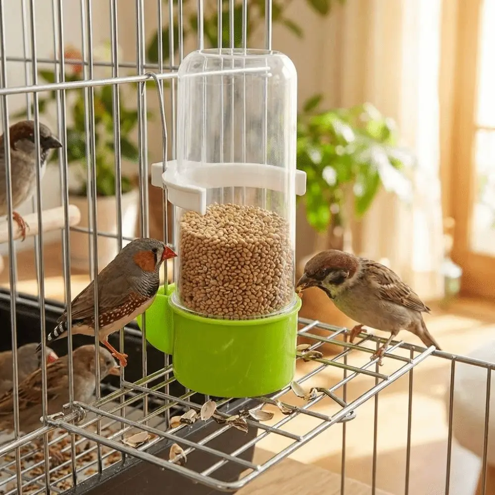 240ML Capacity Automatic Bird Feeder Plastic Detachable Base Cage Hanging Feeder Leak-Proof Hummingbird Feeder