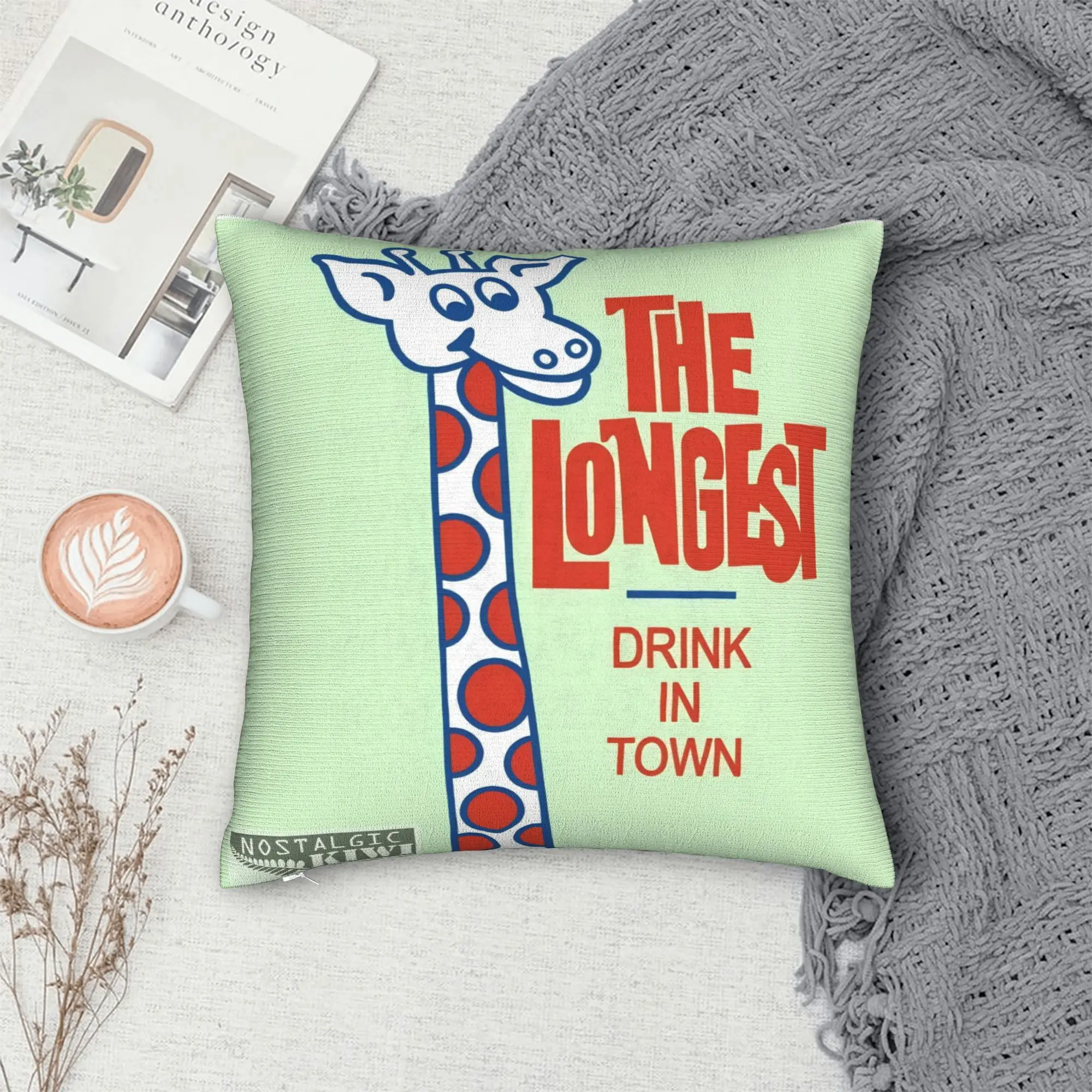 1pc Novelty Living Room Pillow Cover, Polyester 2D Double-Sided Print, Funny Giraffe 