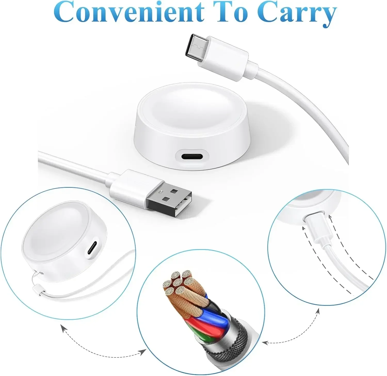 For Samsung Watch 7 Wireless Magnetic Charger Type C Port Dock Charging for Galaxy Watch 7 6 5 4 3 Ultra