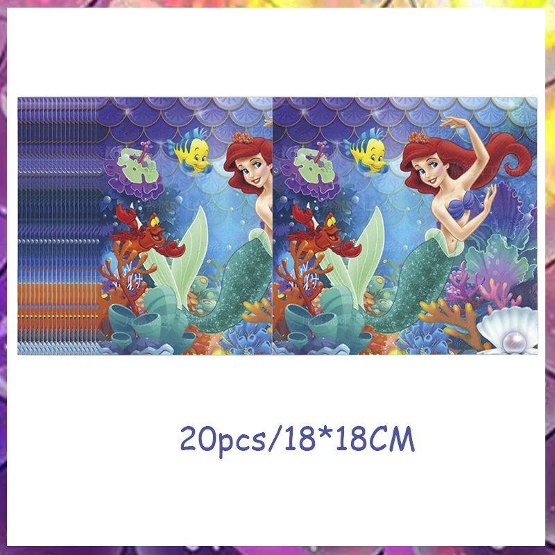 The Little Mermaid Birthday Party Decorations Ariel Princess Paper Napkins Plates Cups Tablecloth Balloon Kids Event Baby Shower