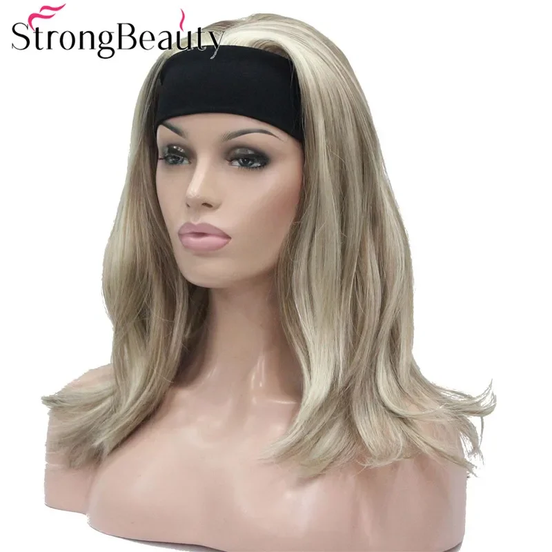 StrongBeauty Long Headband Synthetic Wigs 3/4 Half Hair Straight Lady Wig