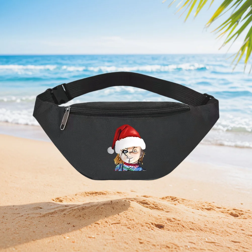 

Scary Santa Festive Design Waist Backpack Crossbody Chest Bag Street Casual Sporty Fashionable Simple Unique Printed Design