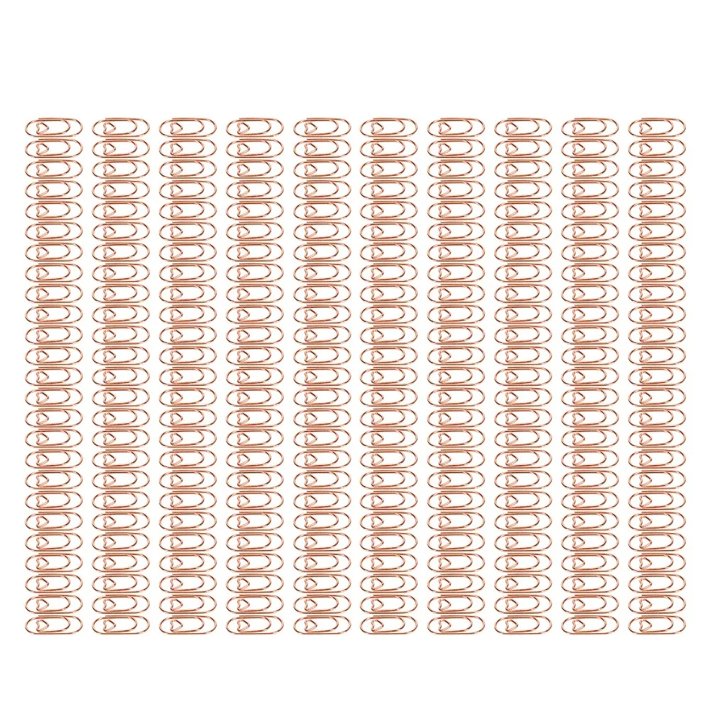 250Pcs 20*9mm Fancy Paperclips Heart Shape Rose Gold/Gold/Silver Cute Paper Clips with Storage Box Electroplating Metal