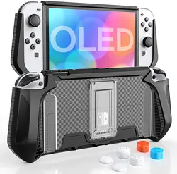 HEYSTOP funda OLED con soporte fijo, funda protectora de TPU, Compatible con Nintendo Switch, modelo OLED